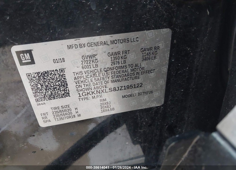 2018 GMC ACADIA DENALI VIN: 1GKKNXLS8JZ195122