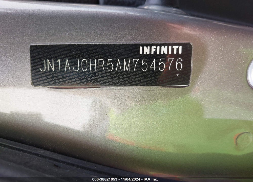 2010 INFINITI EX35 JOURNEY VIN: JN1AJ0HR1AM754364