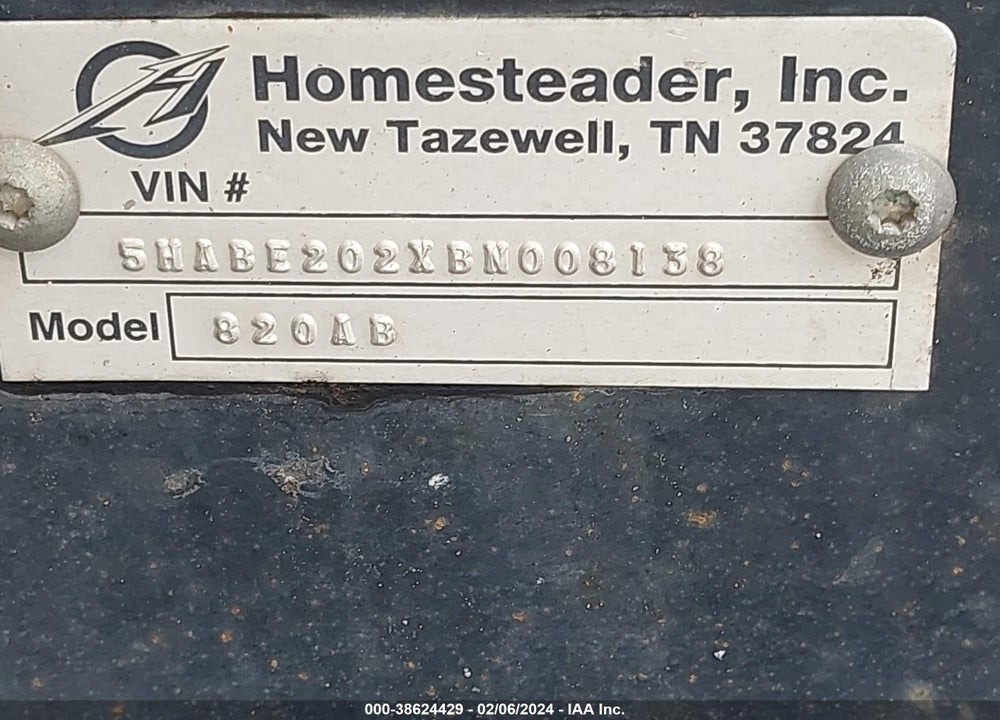 2011 HOMESTEADE OTHER VIN: 5HABE202XBN008138