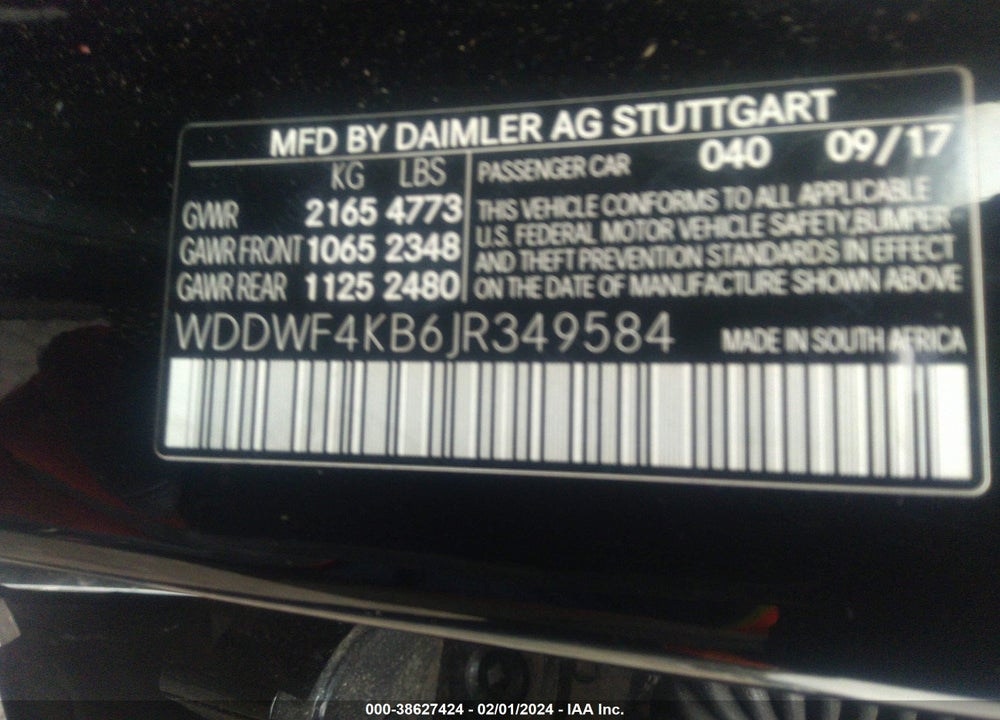 2018 MERCEDES-BENZ C 300 4MATIC VIN: WDDWF4KB6JR349584