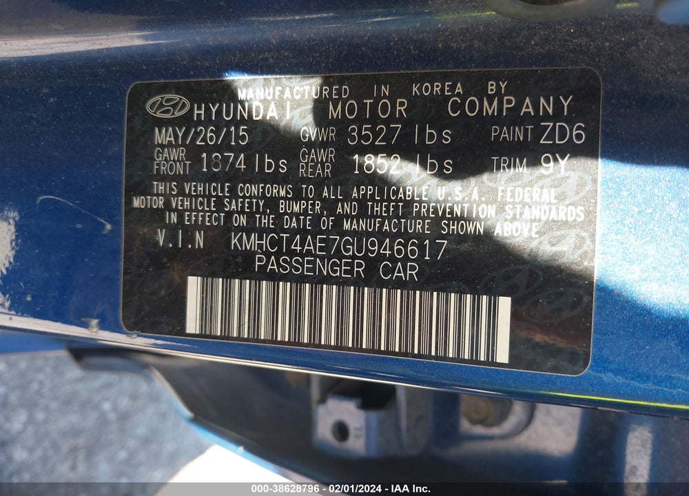 2016 HYUNDAI ACCENT SE VIN: KMHCT4AE7GU946617