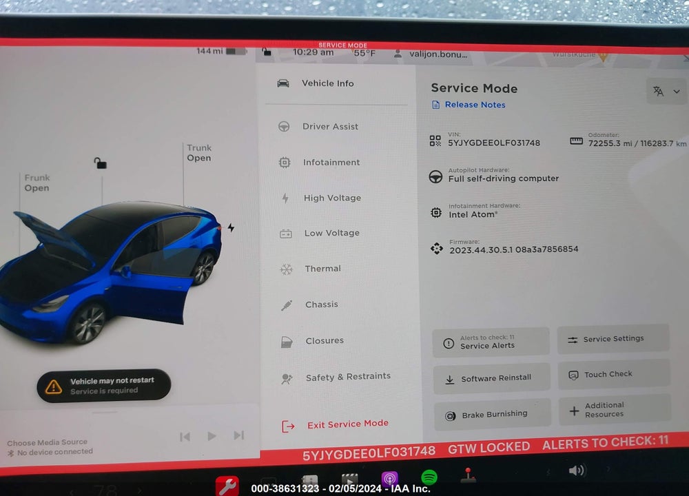 2020 TESLA MODEL Y LONG RANGE DUAL MOTOR ALL-WHEEL DRIVE VIN: 5YJYGDEE0LF031748