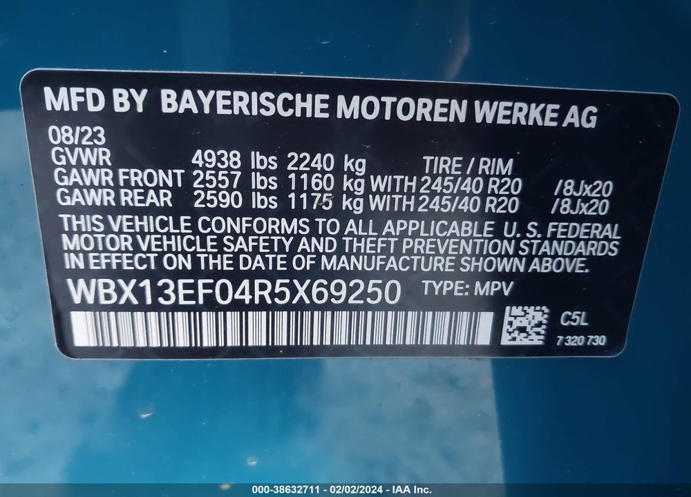 2024 BMW X1 M35I VIN: WBX13EF04R5X69250