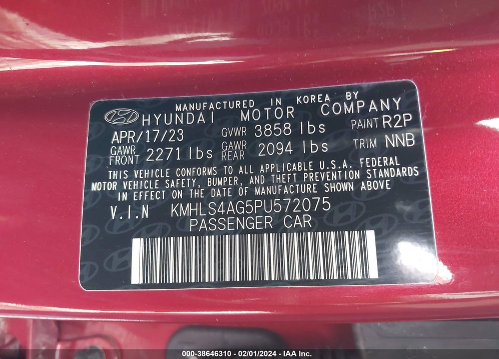 2023 HYUNDAI ELANTRA VIN: KMHLS4AG5PU572075