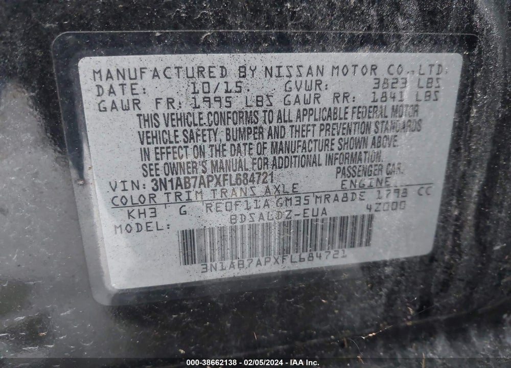 2015 NISSAN SENTRA VIN: 3N1AB7APXFL684721