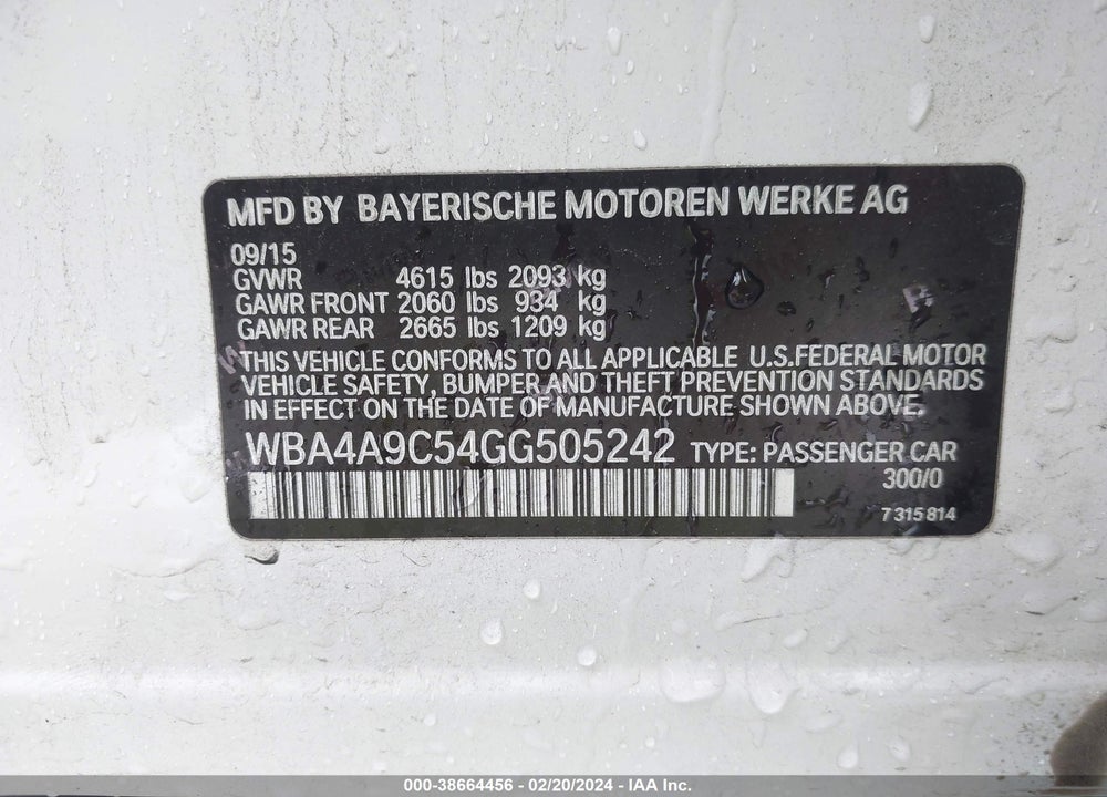 2016 BMW 428I GRAN COUPE VIN: WBA4A9C54GG505242
