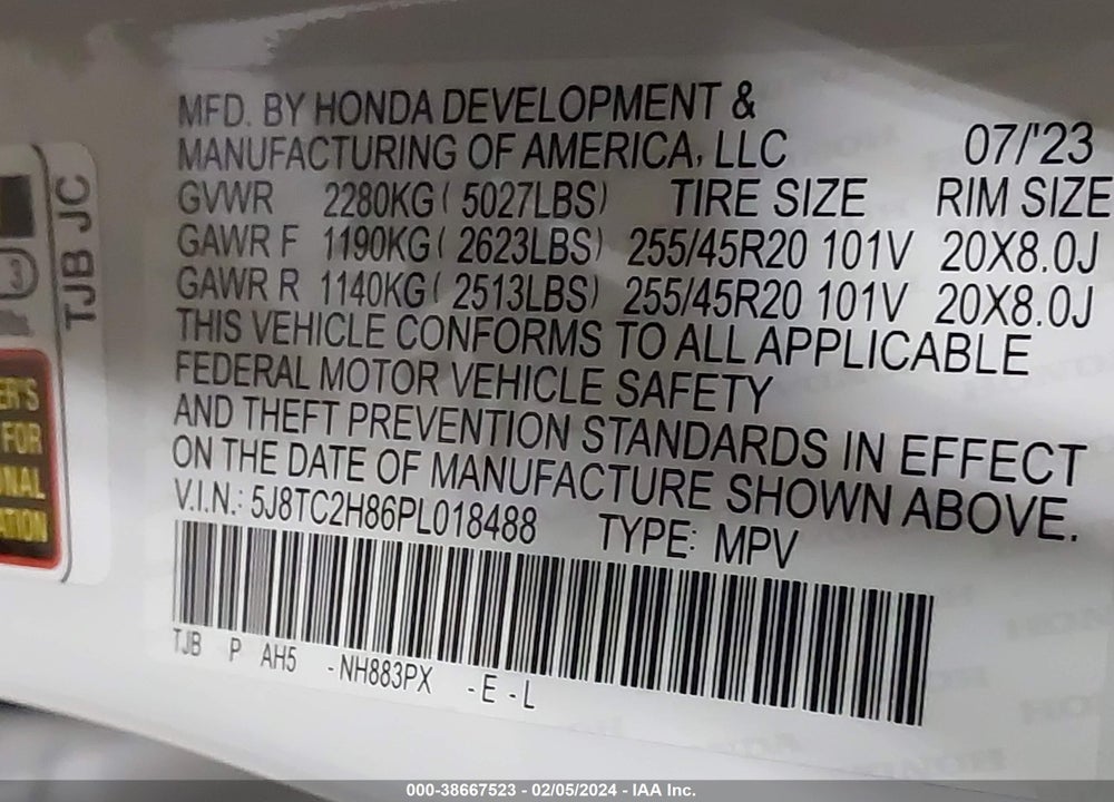 2023 ACURA RDX A-SPEC ADVANCE PACKAGE VIN: 5J8TC2H86PL018488