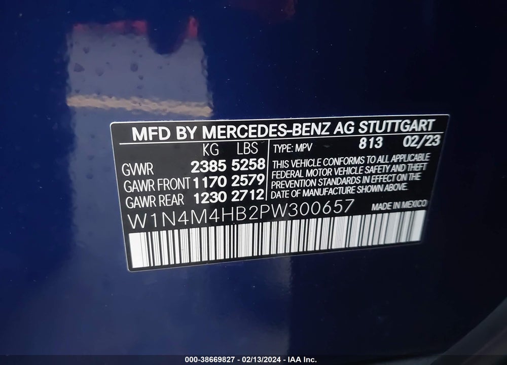 2023 MERCEDES-BENZ GLB 250 4MATIC VIN: W1N4M4HB2PW300657