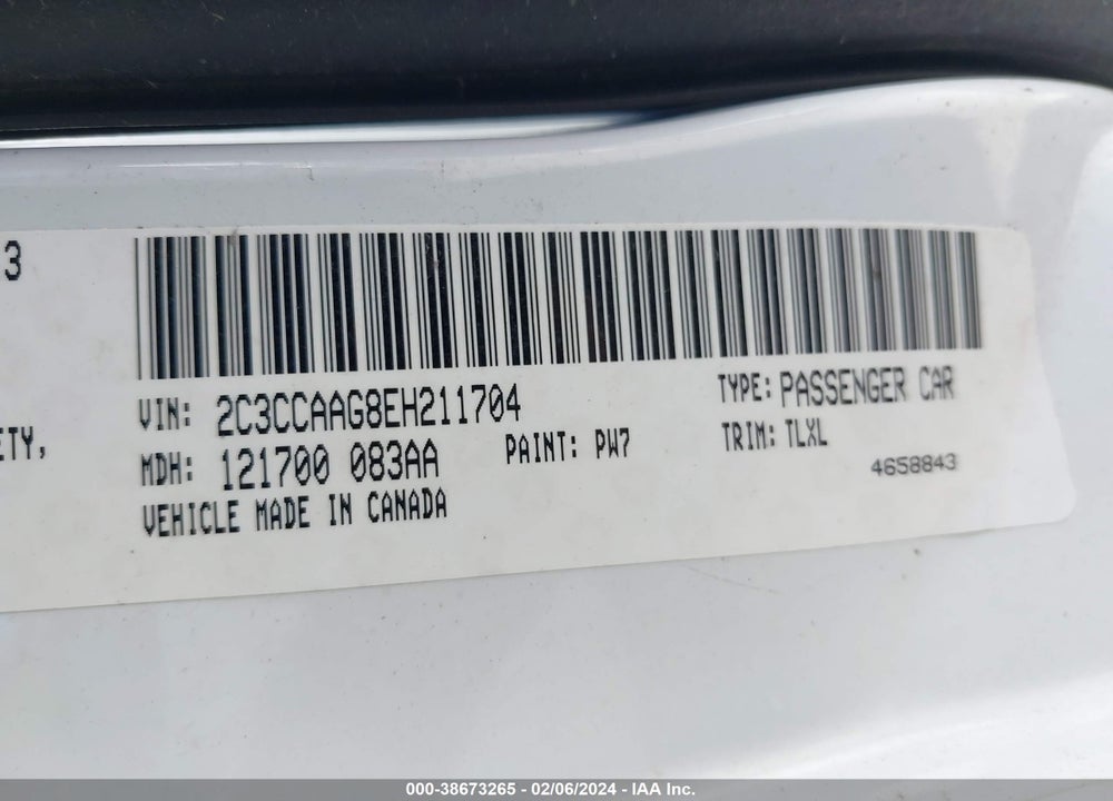 2014 CHRYSLER 300 VIN: 2C3CCAAG8EH211704