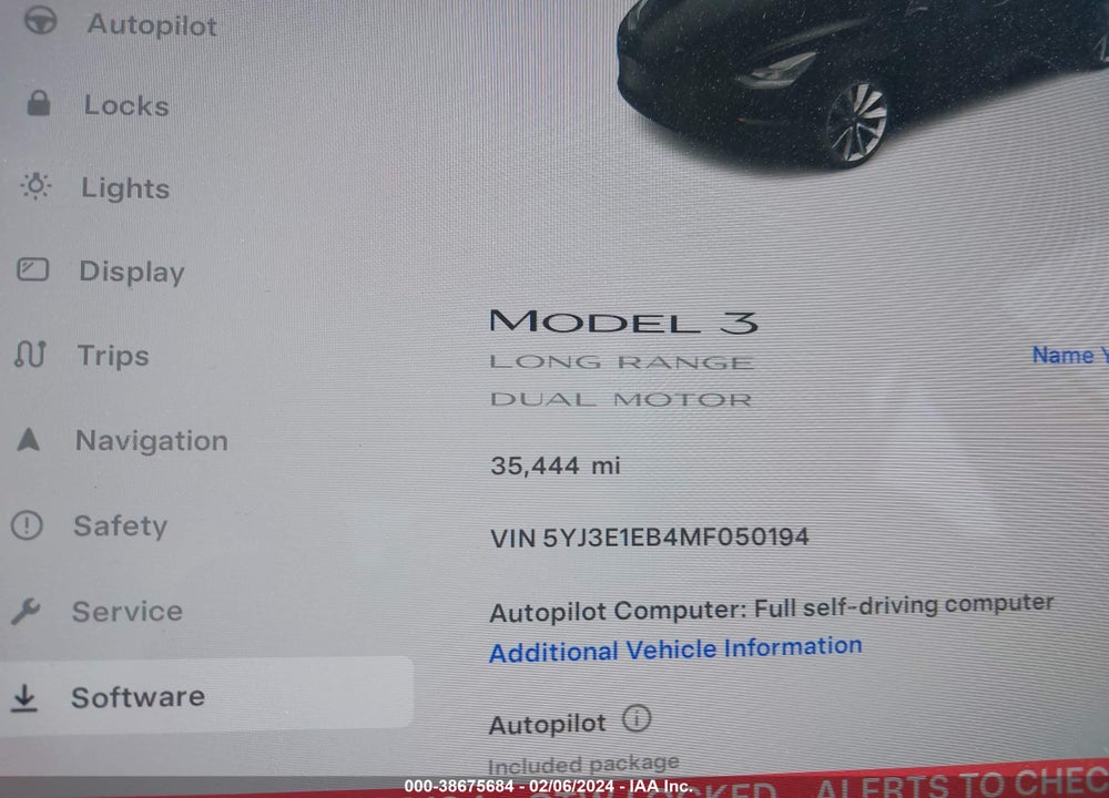 2021 TESLA MODEL 3 LONG RANGE DUAL MOTOR ALL-WHEEL DRIVE VIN: 5YJ3E1EB4MF050194