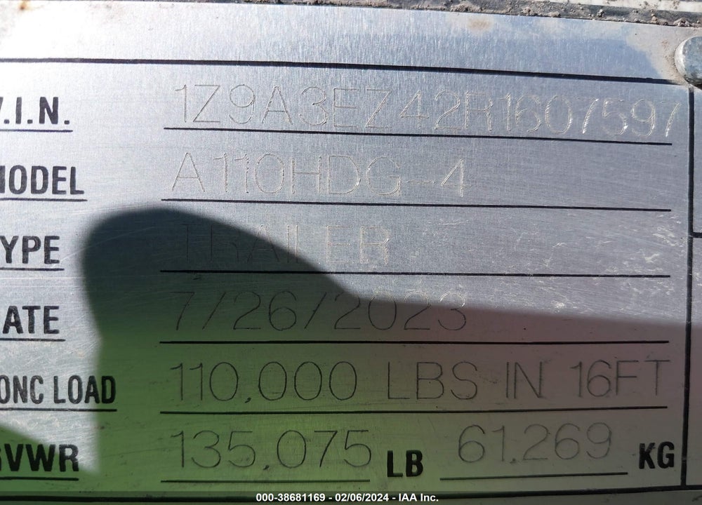 2024 TRAILER ALPHA HD  LOWBOY VIN: 1Z9A3EZ42R1607597
