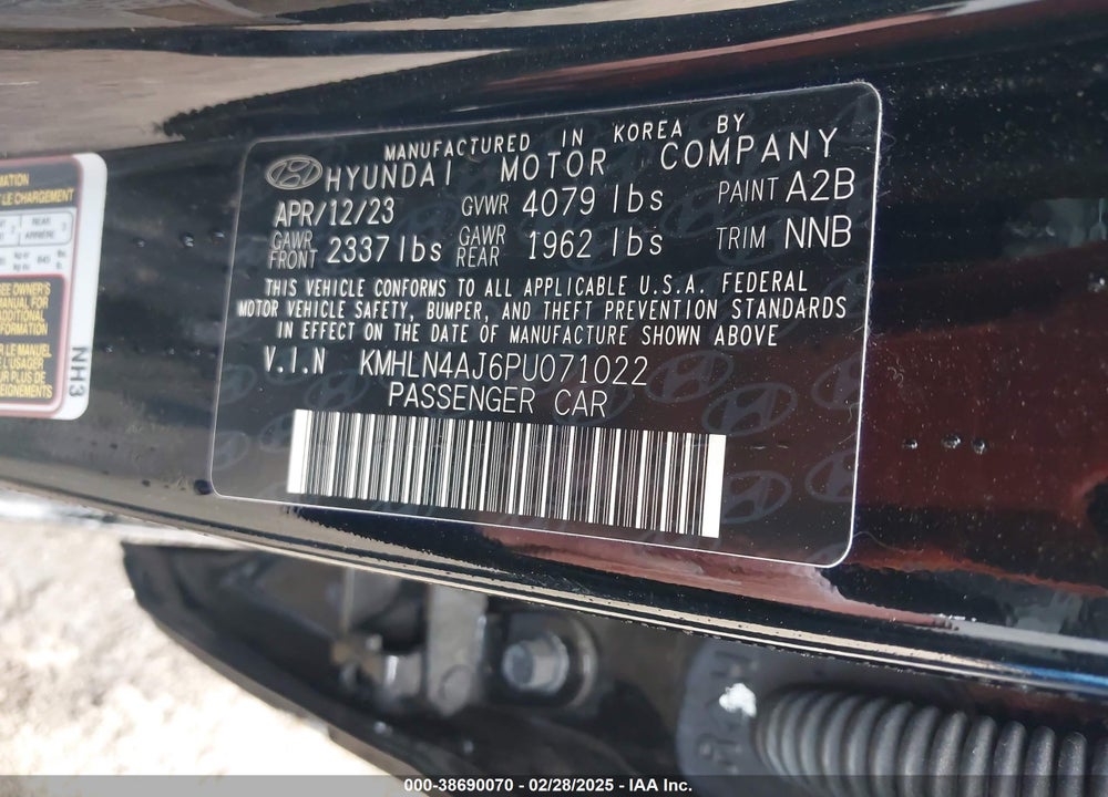 2023 HYUNDAI ELANTRA VIN: KMHLN4AJ6PU071022