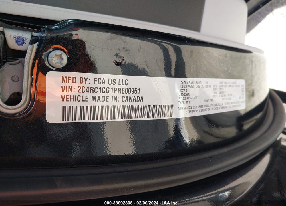 2023 CHRYSLER VOYAGER LX VIN: 2C4RC1CG1PR600961