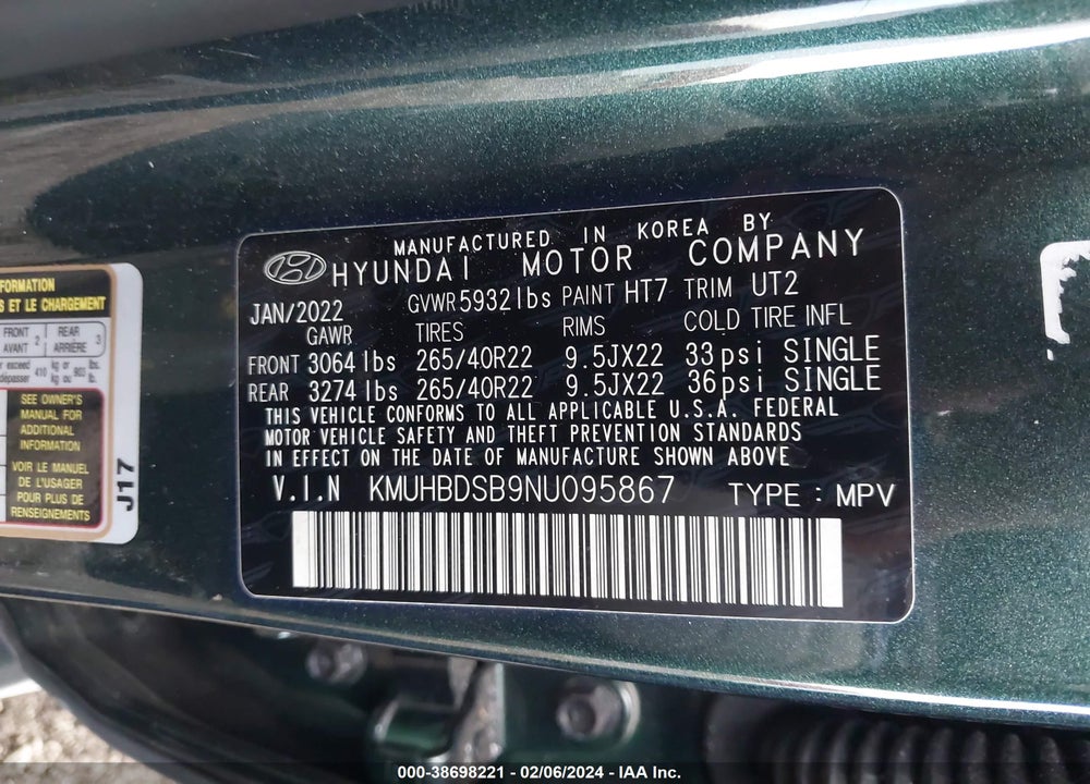 2022 GENESIS GV80 2.5T AWD VIN: KMUHBDSB9NU095867