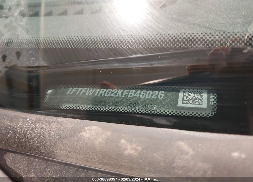 2019 FORD F-150 RAPTOR VIN: 1FTFW1RG2KFB46026