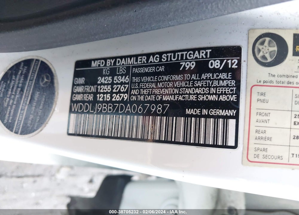 2013 MERCEDES-BENZ CLS 550 4MATIC VIN: WDDLJ9BB7DA067987