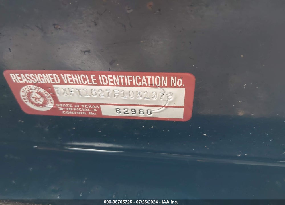 2015 TEXAS BRAGG ENTERPRISES --- VIN: 17XFT1627F1051979