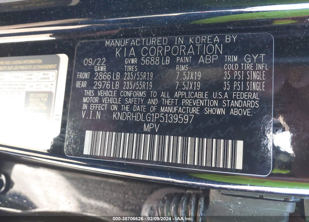 2023 KIA SORENTO HYBRID EX VIN: KNDRHDLG1P5139597