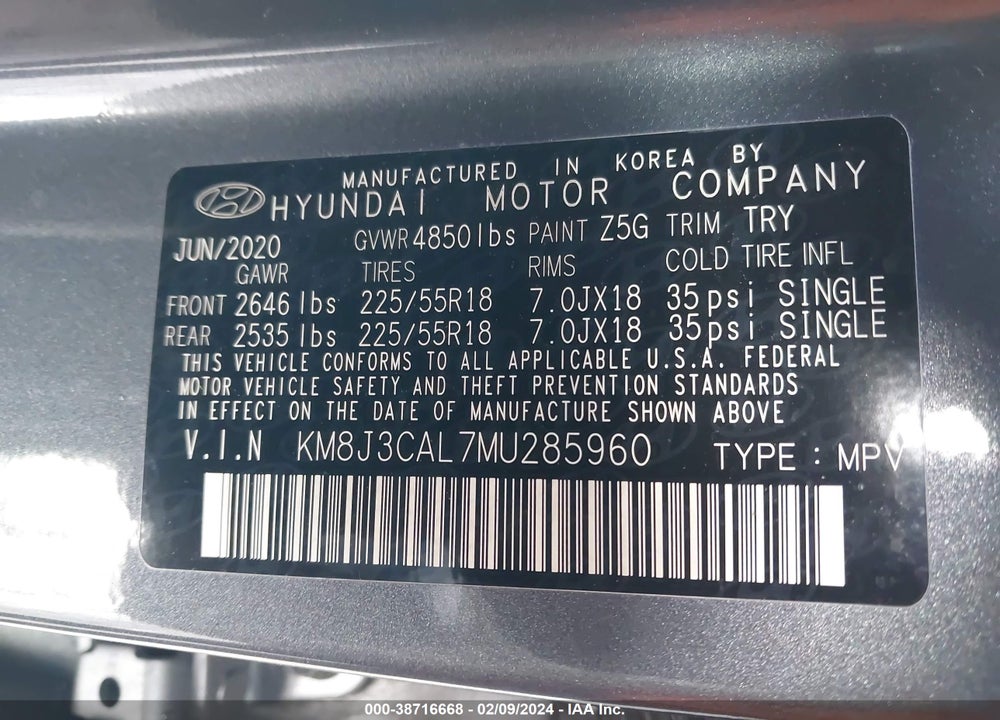 2021 HYUNDAI TUCSON LIMITED VIN: KM8J3CAL7MU285960