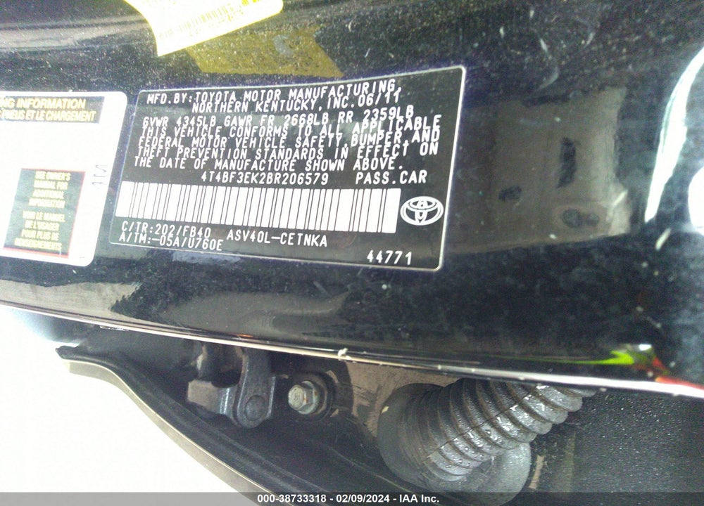 2011 TOYOTA CAMRY LE VIN: 4T4BF3EK2BR206579