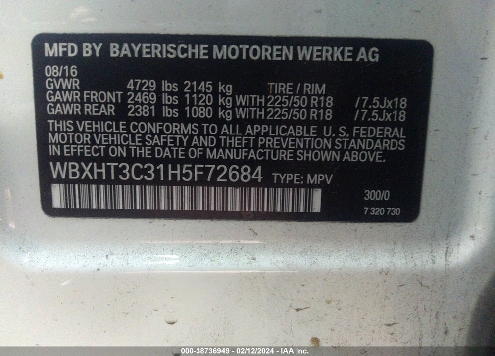 2017 BMW X1 XDRIVE28I VIN: WBXHT3C31H5F72684