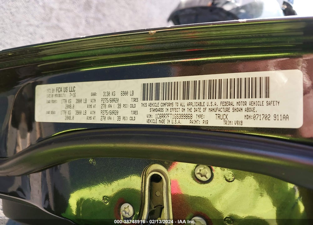 2016 RAM 1500 EXPRESS VIN: 1C6RR7FT1GS399868