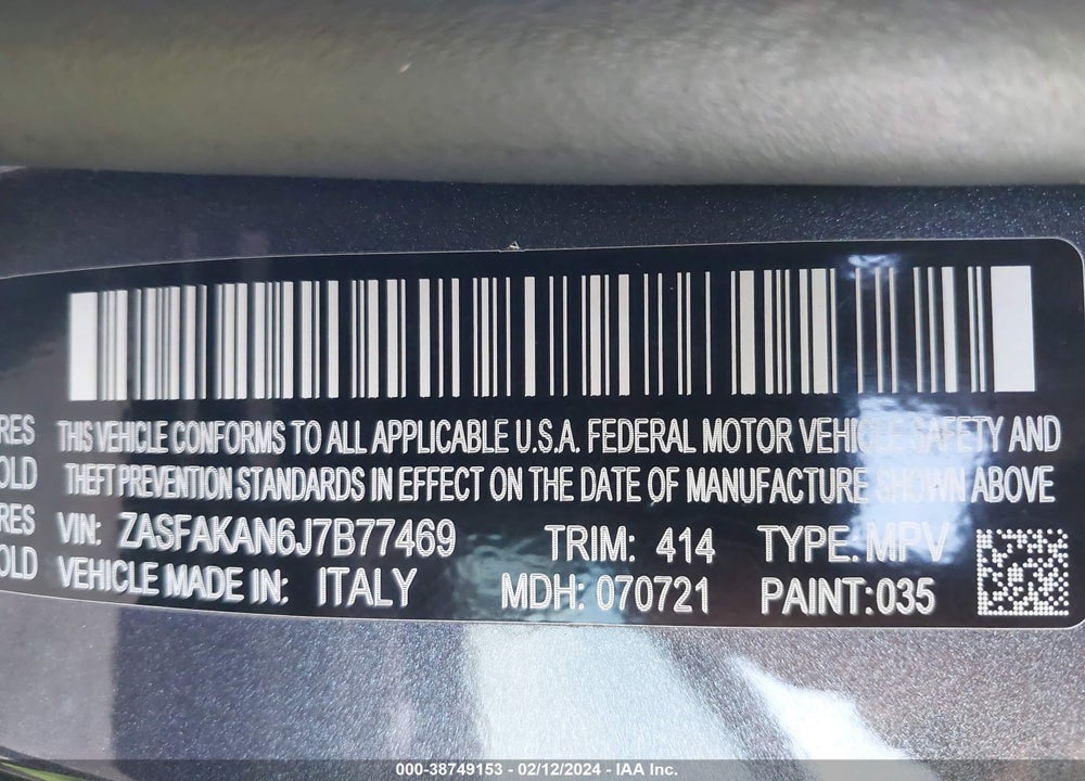 2018 ALFA ROMEO STELVIO AWD VIN: ZASFAKAN6J7B77469