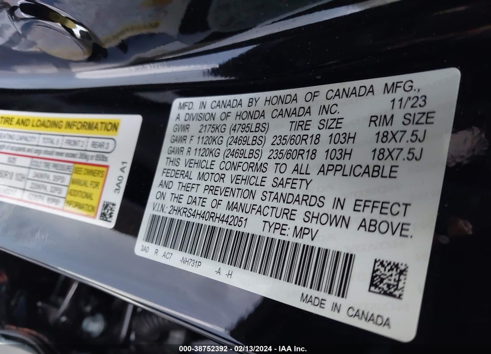 2024 HONDA CR-V EX AWD VIN: 2HKRS4H40RH442051