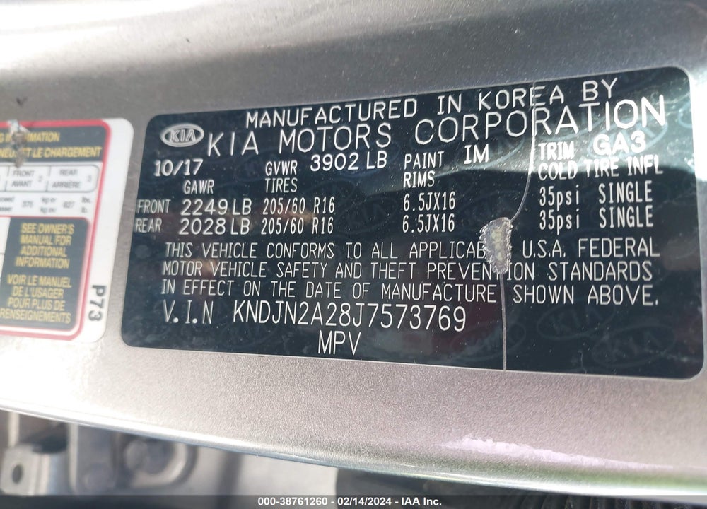 2018 KIA SOUL VIN: KNDJN2A28J7573769
