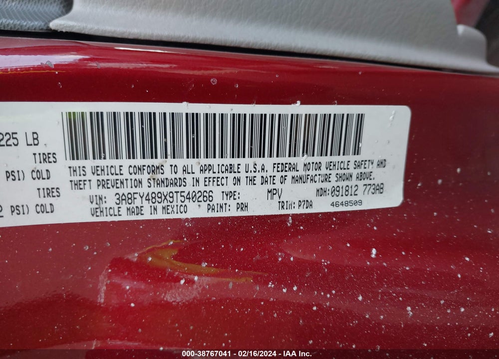 2009 CHRYSLER PT CRUISER LX VIN: 3A8FY489X9T540266