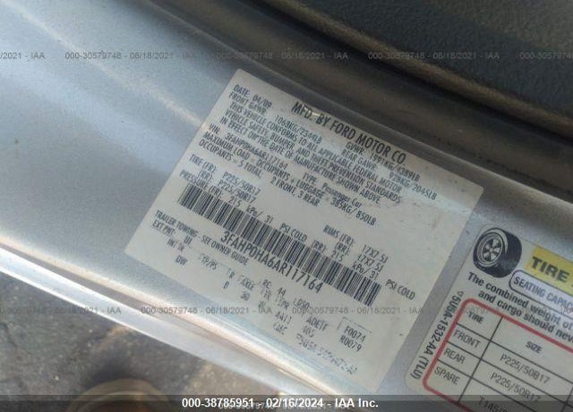 2010 FORD FUSION VIN: 3FAHP0HA6AR117164