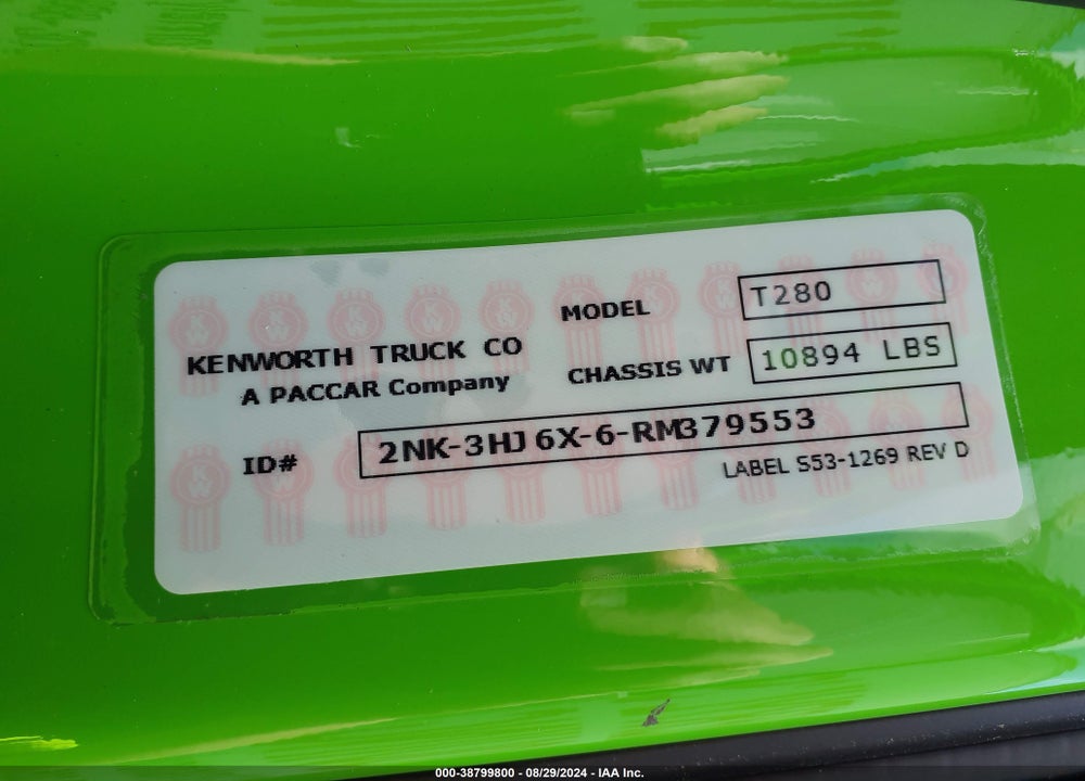 2024 KENWORTH T280 VIN: 2NK3HJ6X6RM379553