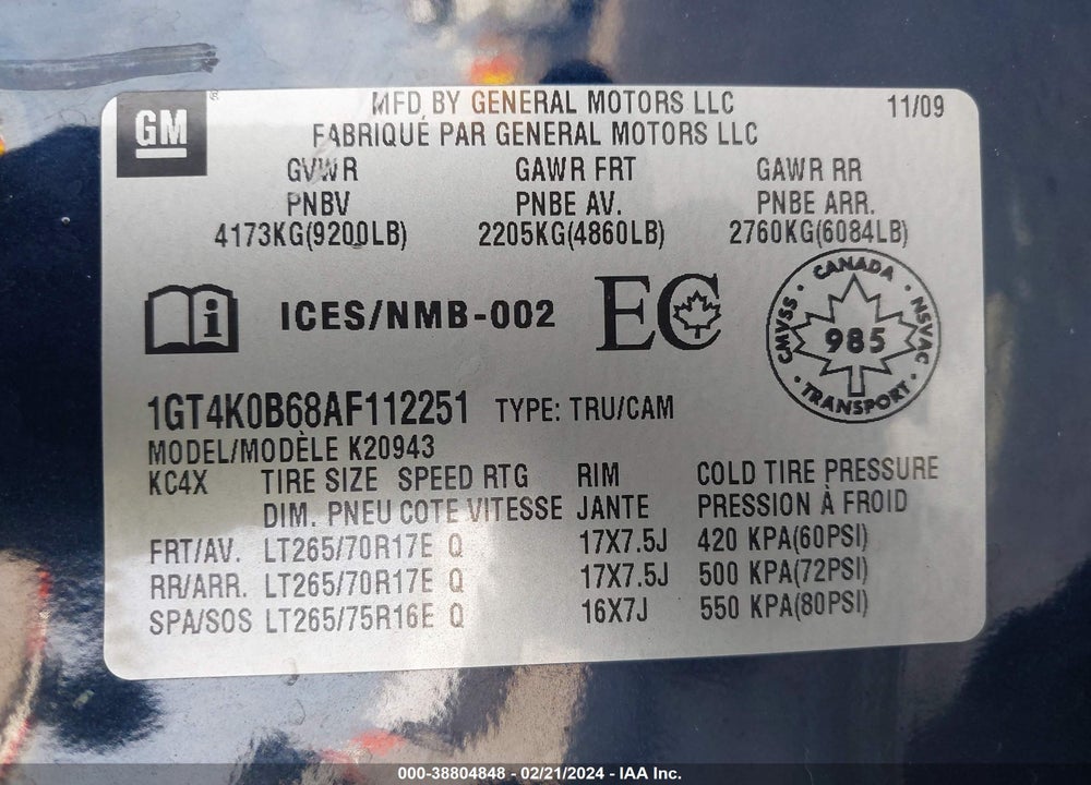 2010 GMC SIERRA 2500HD SLE VIN: 1GT4K0B68AF112251