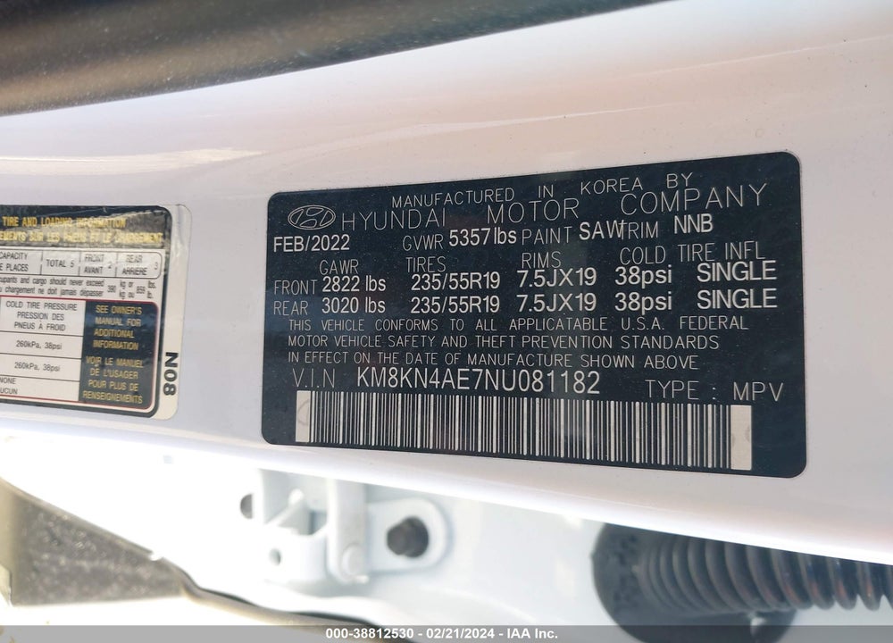 2022 HYUNDAI IONIQ 5 SEL VIN: KM8KN4AE7NU081182