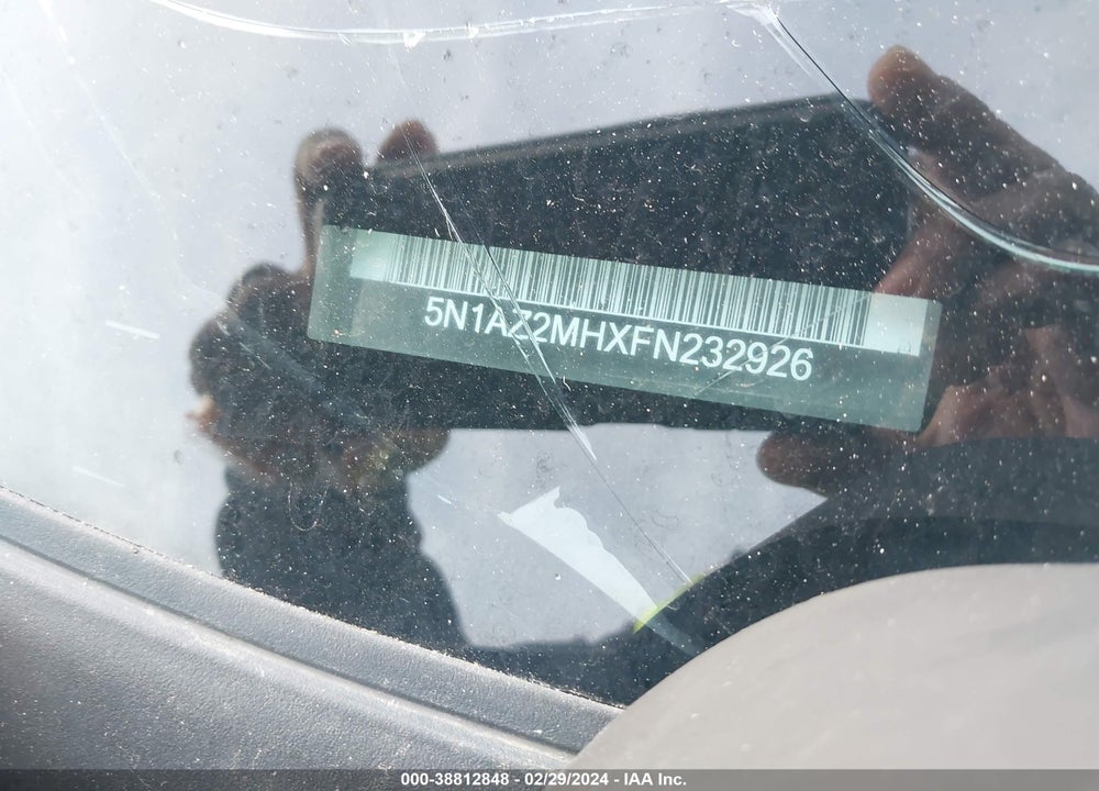 2015 NISSAN MURANO S VIN: 5N1AZ2MHXFN232926