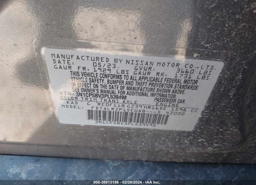 2023 NISSAN KICKS VIN: 3N1CP5BV3PL539498
