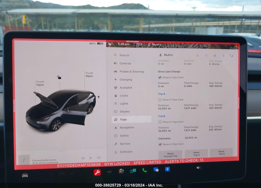 2021 TESLA MODEL Y STANDARD RANGE REAR-WHEEL DRIVE VIN: 5YJYGDEDXMF103838