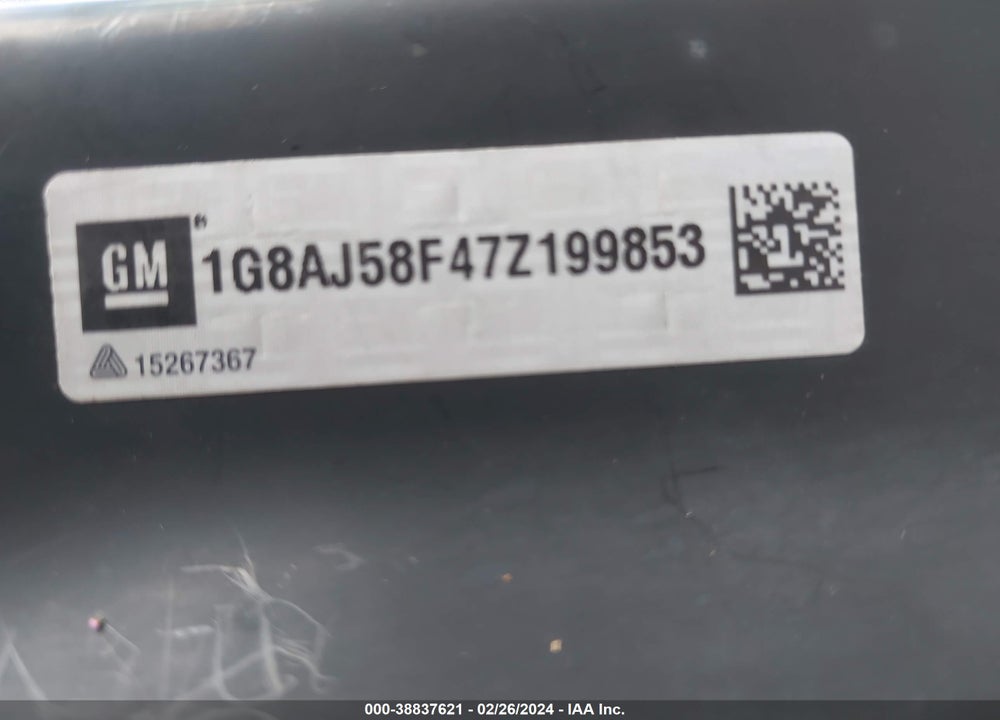 2007 SATURN ION 2 VIN: 1G8AJ58F47Z199853