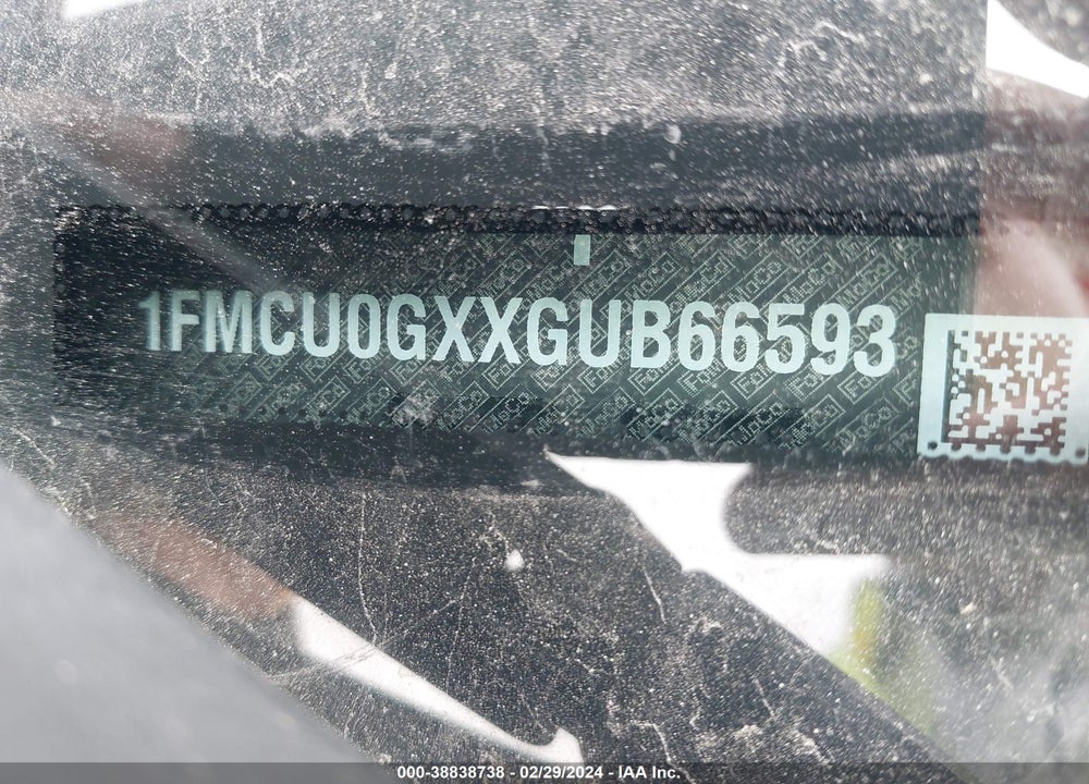 2016 FORD ESCAPE SE VIN: 1FMCU0GXXGUB66593