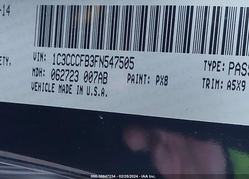 2015 CHRYSLER 200 LX VIN: 1C3CCCFB3FN547505