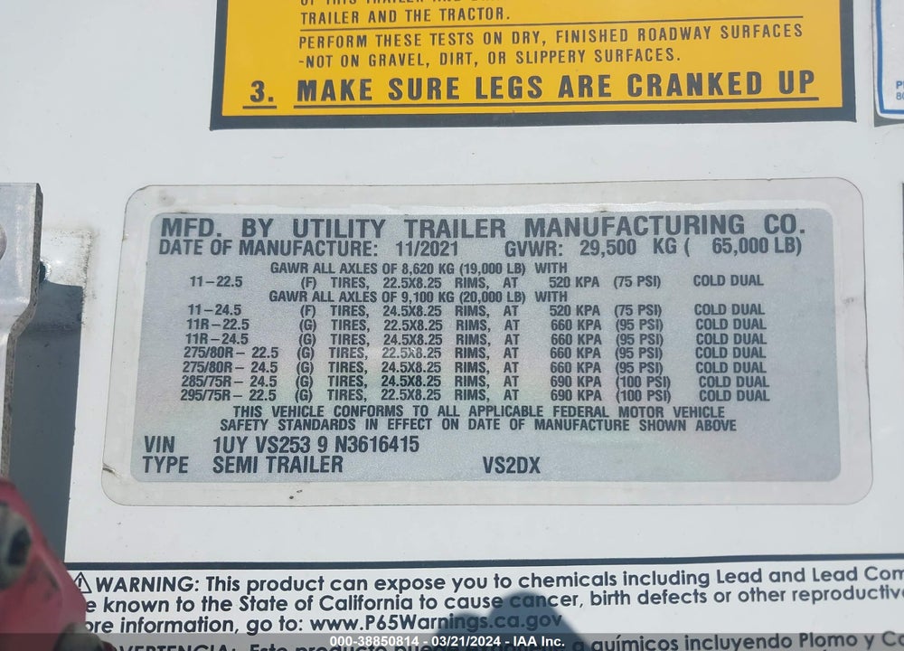 2022 UTILITY TRAILER MFG --- VIN: 1UYVS2539N3616415