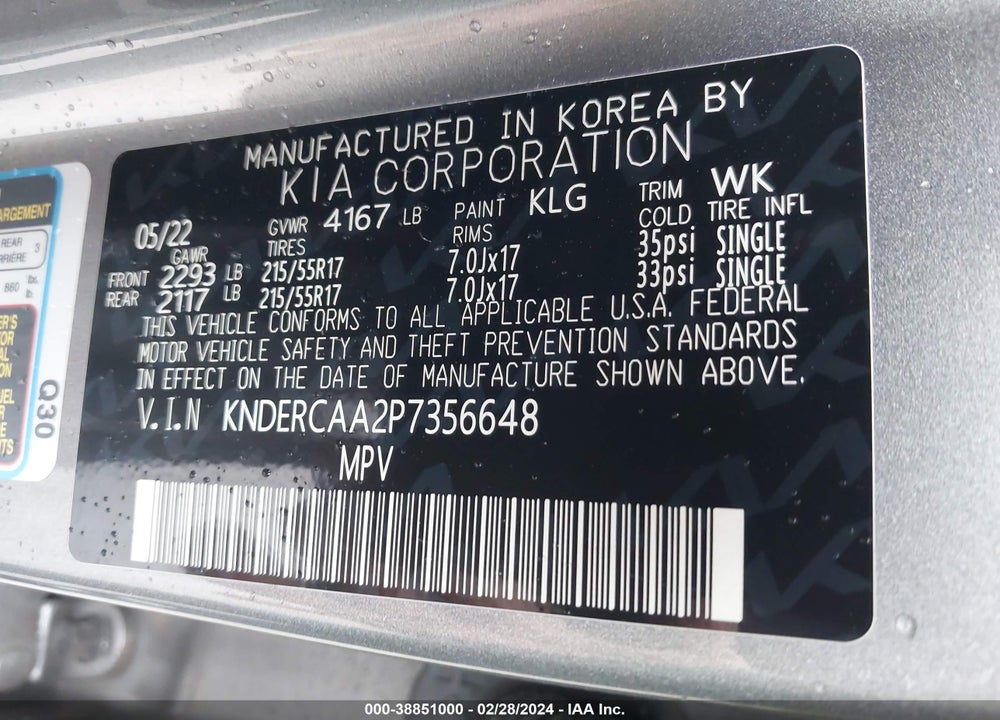 2023 KIA SELTOS EX VIN: KNDERCAA2P7356648