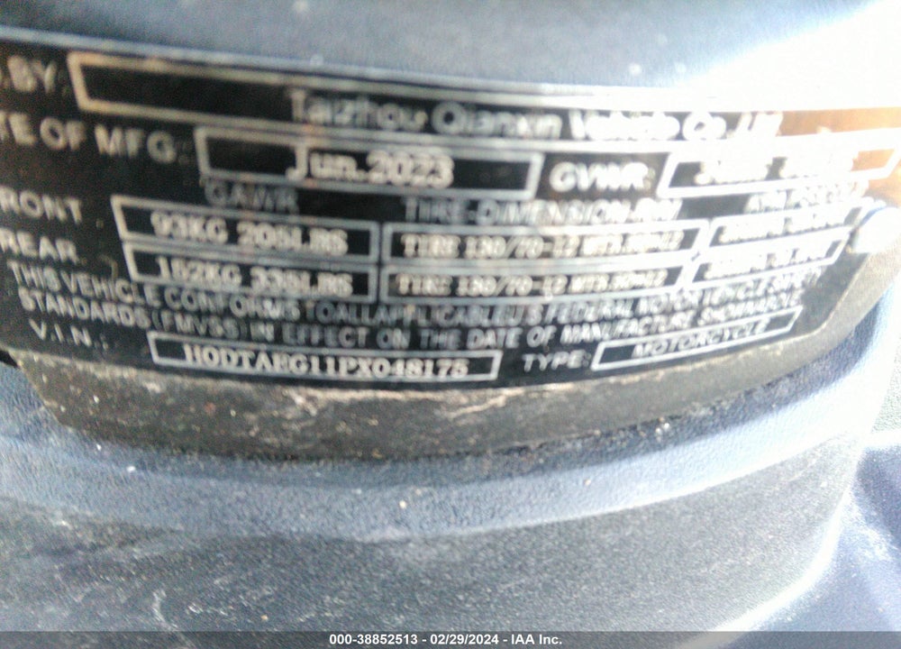 2023 LIFAN SCOOTER VIN: H0DTAEG11PX048175