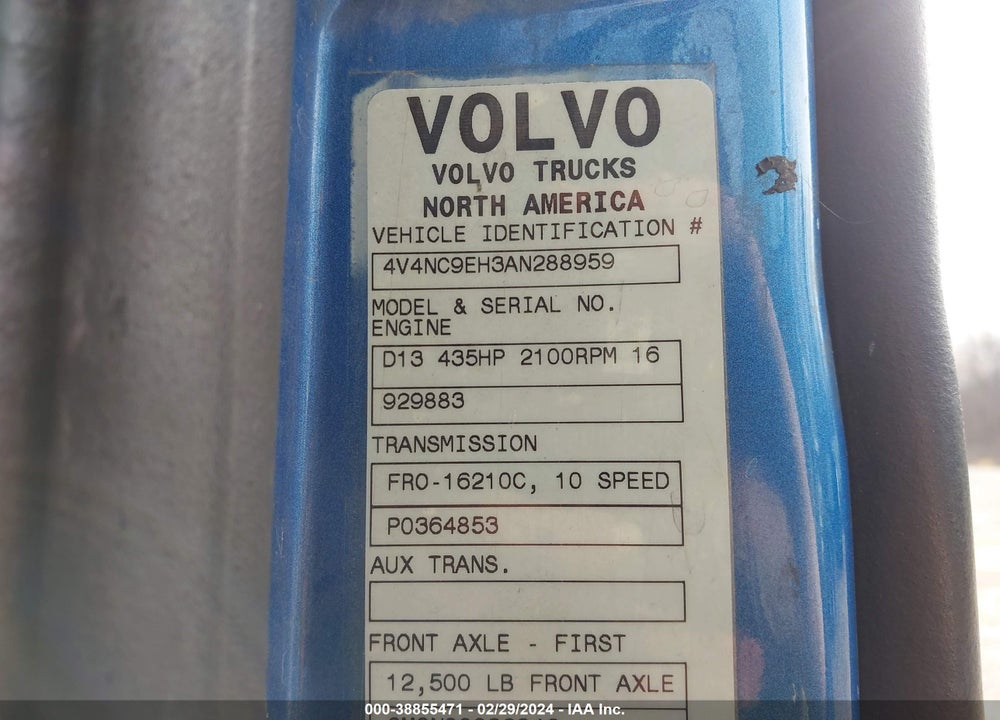 2010 VOLVO VN VIN: 4V4NC9EH3AN288959