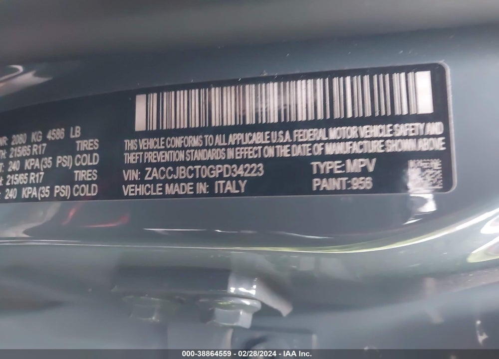 2016 JEEP RENEGADE TRAILHAWK VIN: ZACCJBCT0GPD34223