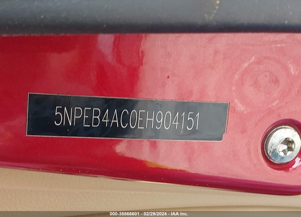 2014 HYUNDAI SONATA GLS VIN: 5NPEB4AC0EH904151