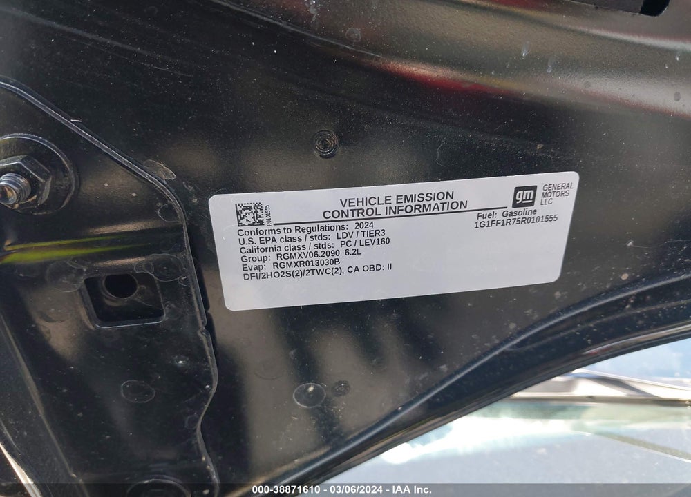 2024 CHEVROLET CAMARO RWD 1SS VIN: 1G1FF1R75R0101555