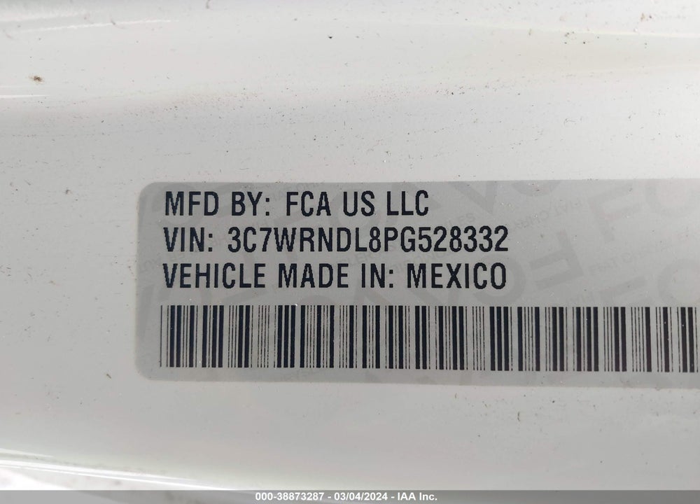 2023 RAM 5500 CHASSIS TRADESMAN/SLT VIN: 3C7WRNDL8PG528332