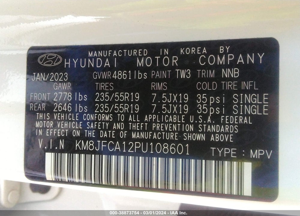 2023 HYUNDAI TUCSON HYBRID SEL CONVENIENCE VIN: KM8JFCA12PU108601