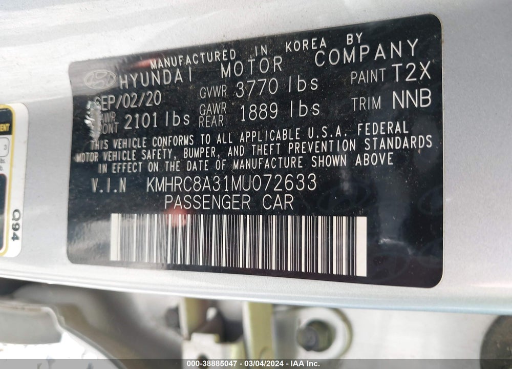 2021 HYUNDAI VENUE SEL VIN: KMHRC8A31MU072633